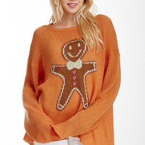 Wildfox Couture Gingerbread Man Ringo Sweater, Orange, XS